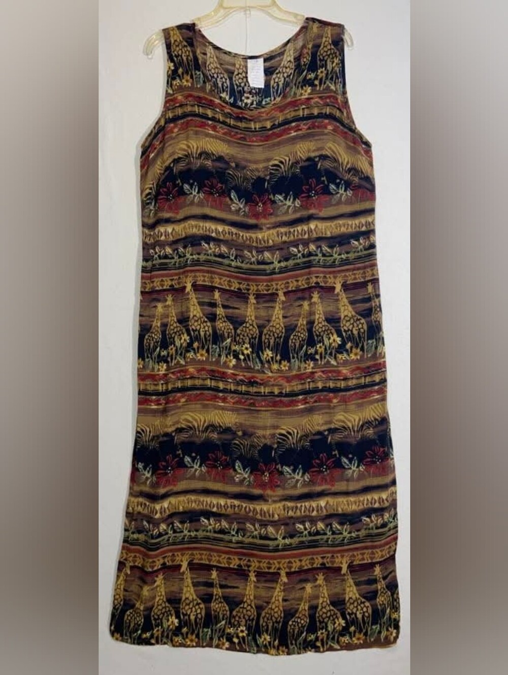 Sleeveless Multi-Color Safari Print Maxi Dress